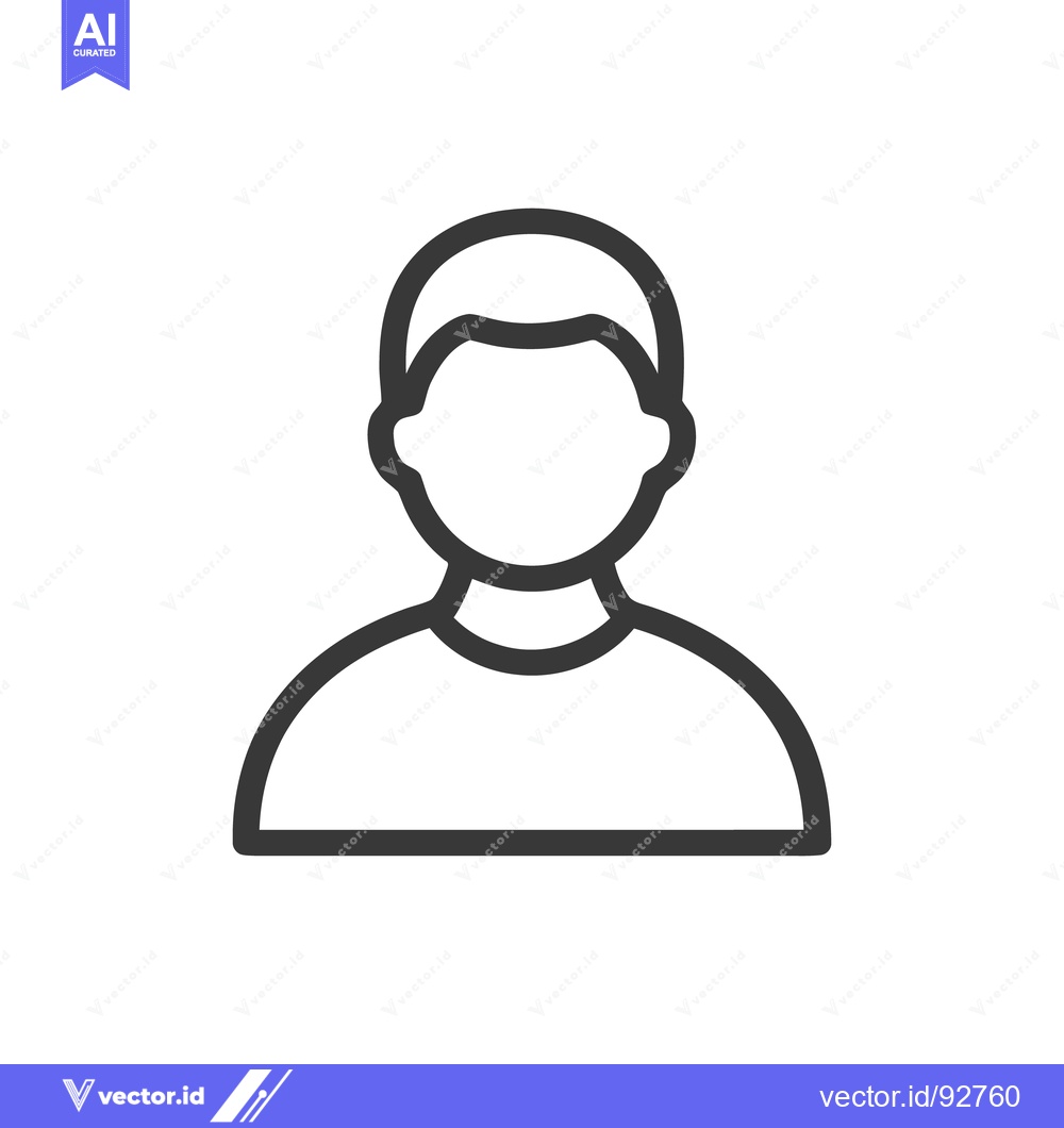 Premium Vector of Minimalist Man Icon: Faceless Figure with Bowl Cut Hairstyle, Dark Out