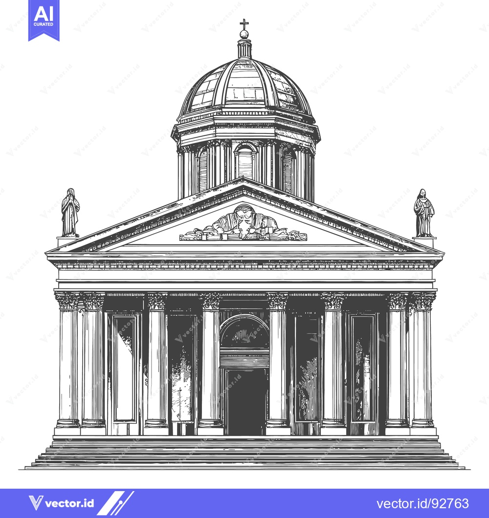 Premium Vector of A detailed architectural illustration depicting a grand classical buil