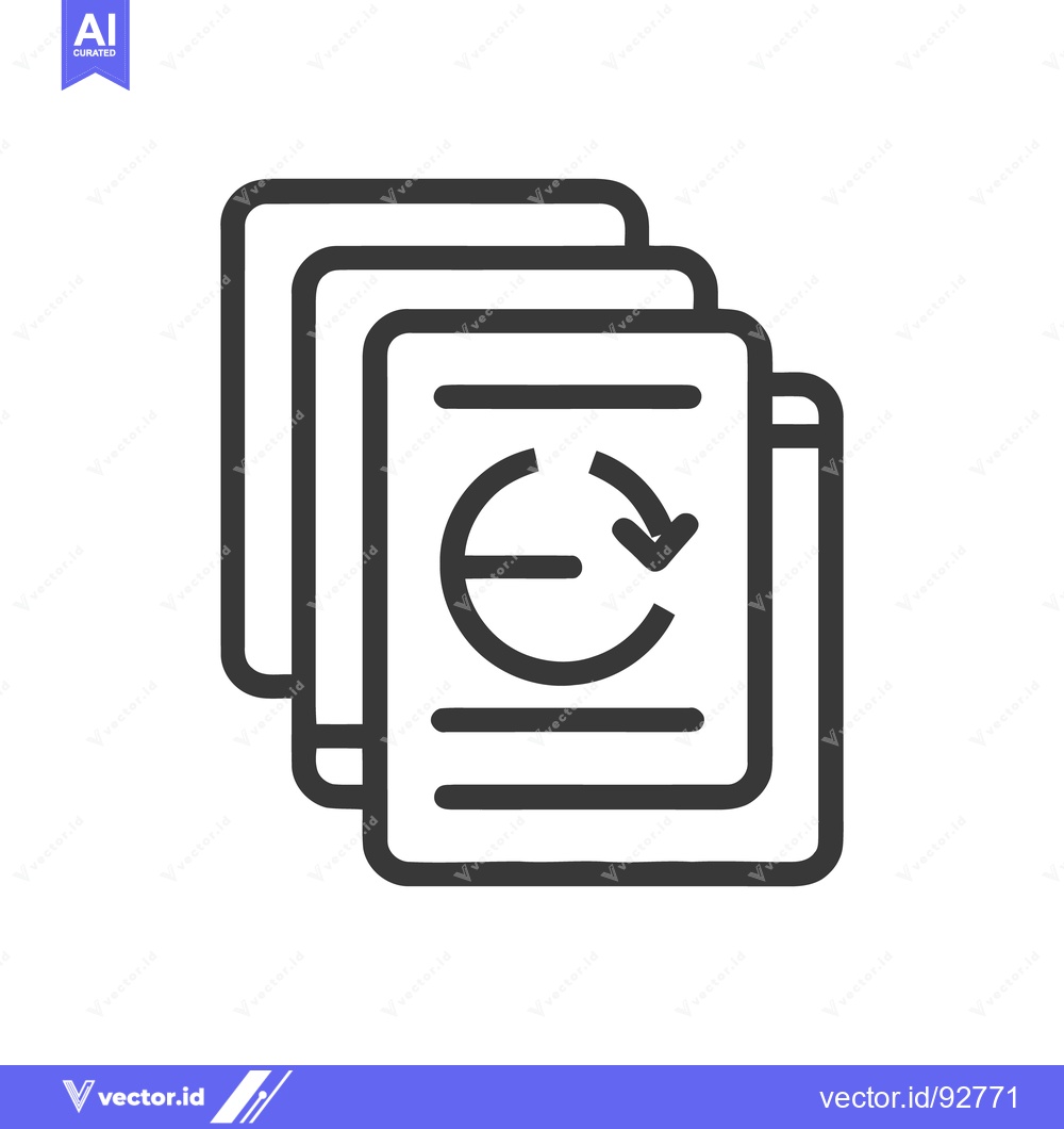 Premium Vector dari Stacked Documents with Circular Arrow: Streamlined Workflow Icon