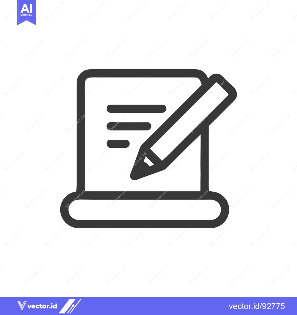 Premium Vector of Minimalist Icon of Writing Process: Pencil on Document with Lines