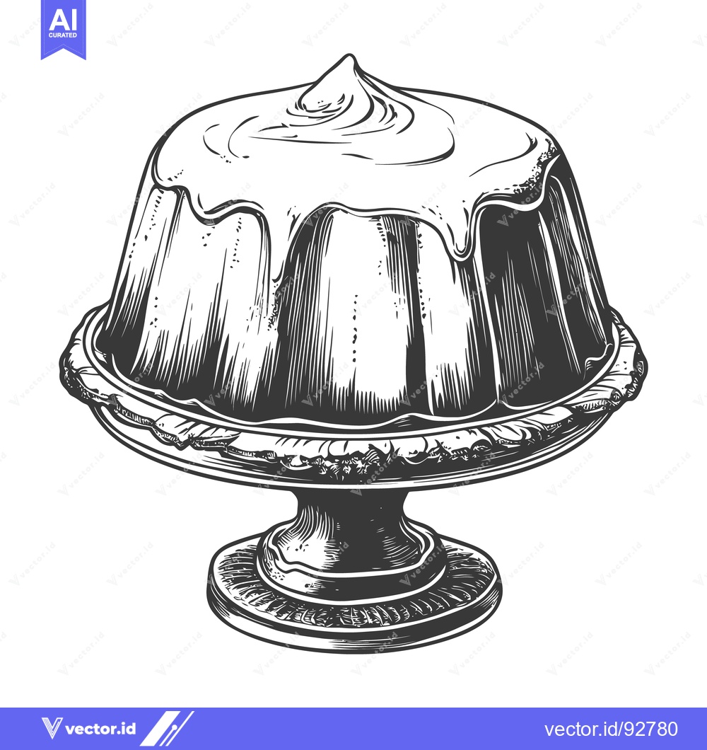 Premium Vector dari An ornate detailed drawing of a cake on a serving pedestal