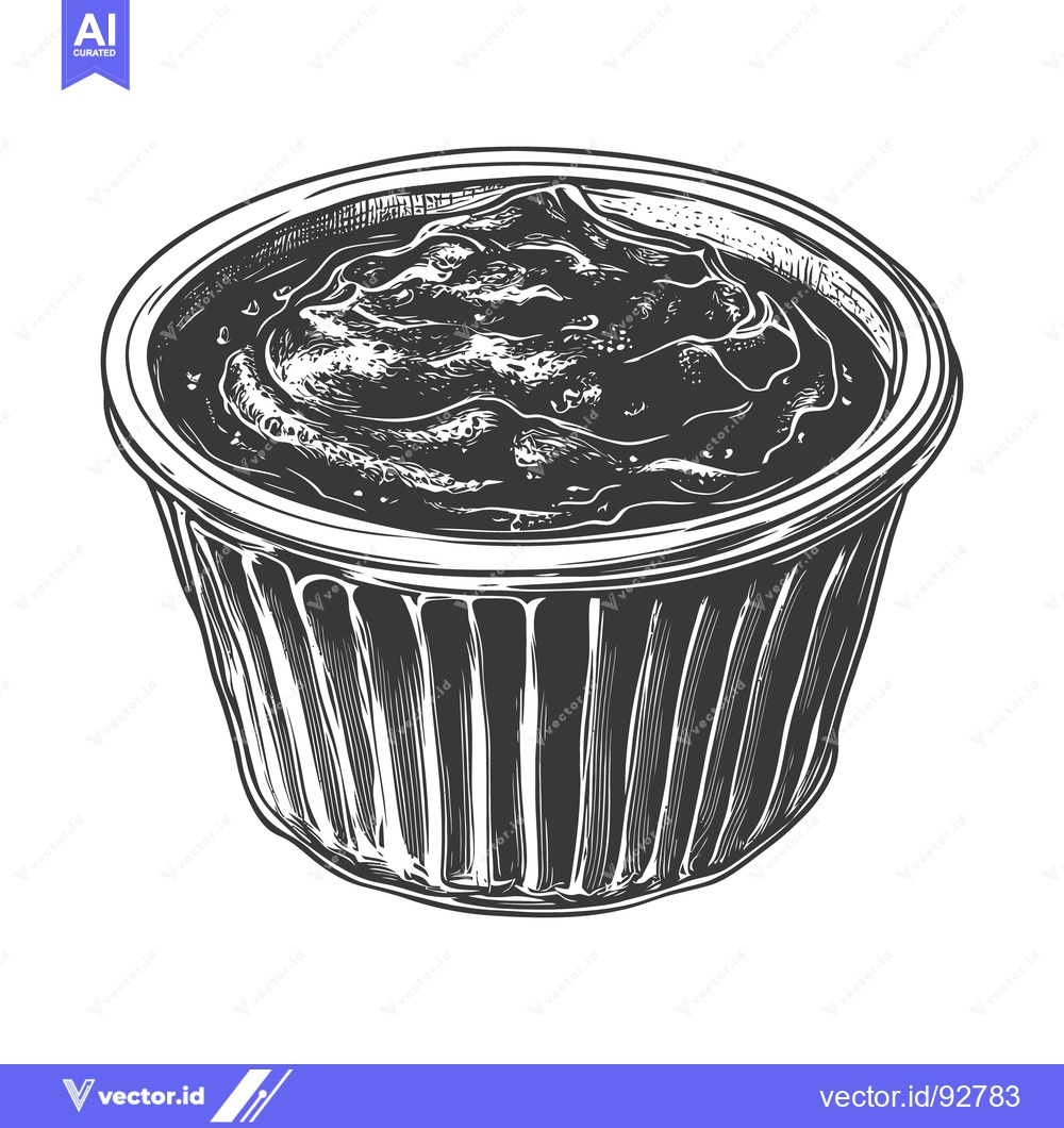 Premium Vector dari A small container filled with a dark savory dipping sauce