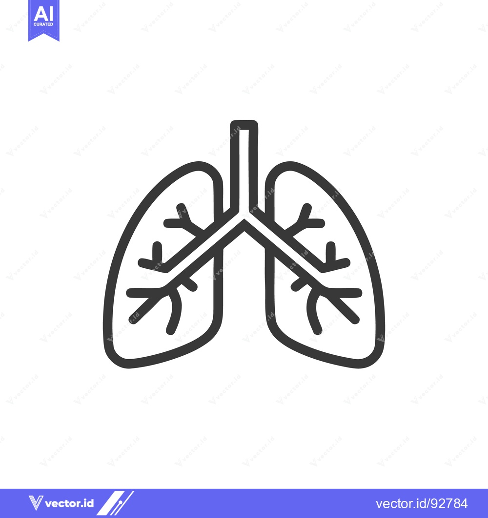 Premium Vector of Minimalist Lung Icon: Human Respiratory System Outline on White Backgr