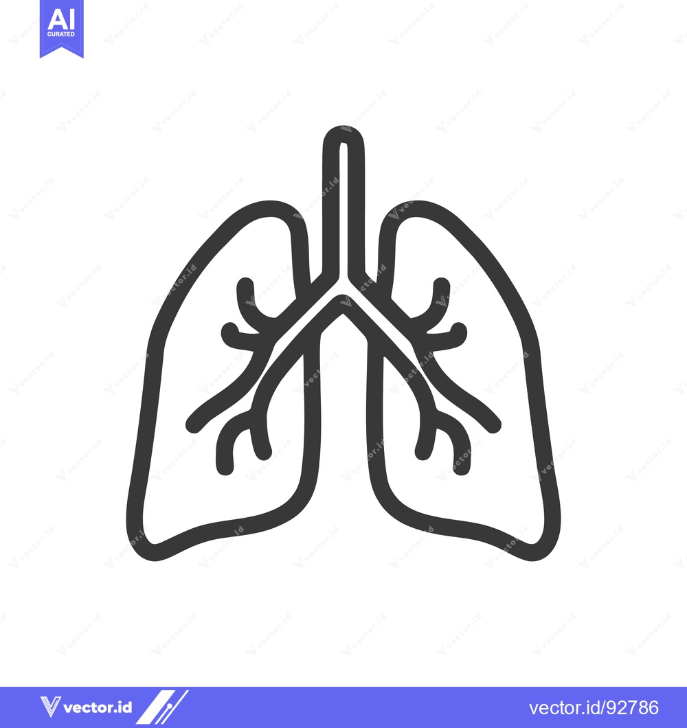 Premium Vector dari Minimalist Lung Icon: Anatomical Outline on White Background, Medical