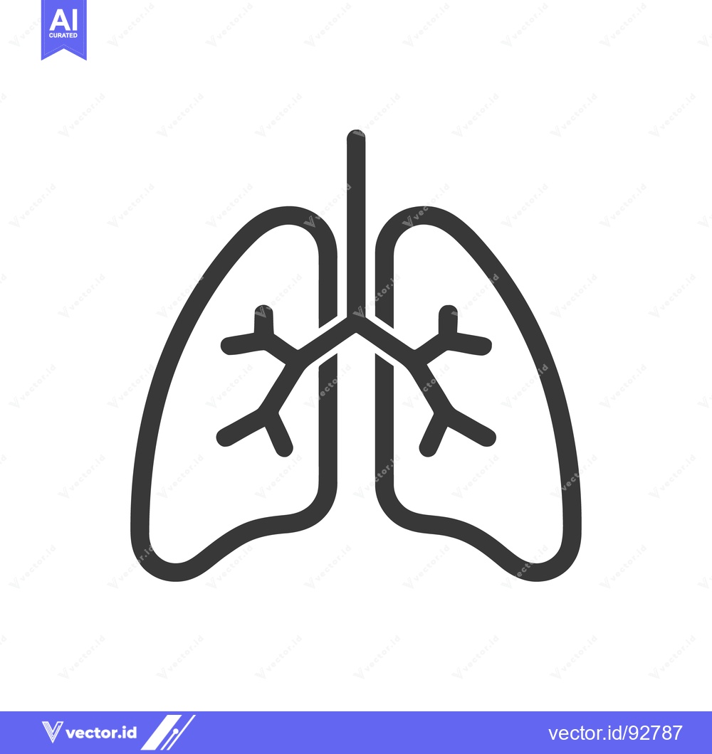 Premium Vector dari Minimalist Lung Icon: Anatomical Respiratory System Outline on White