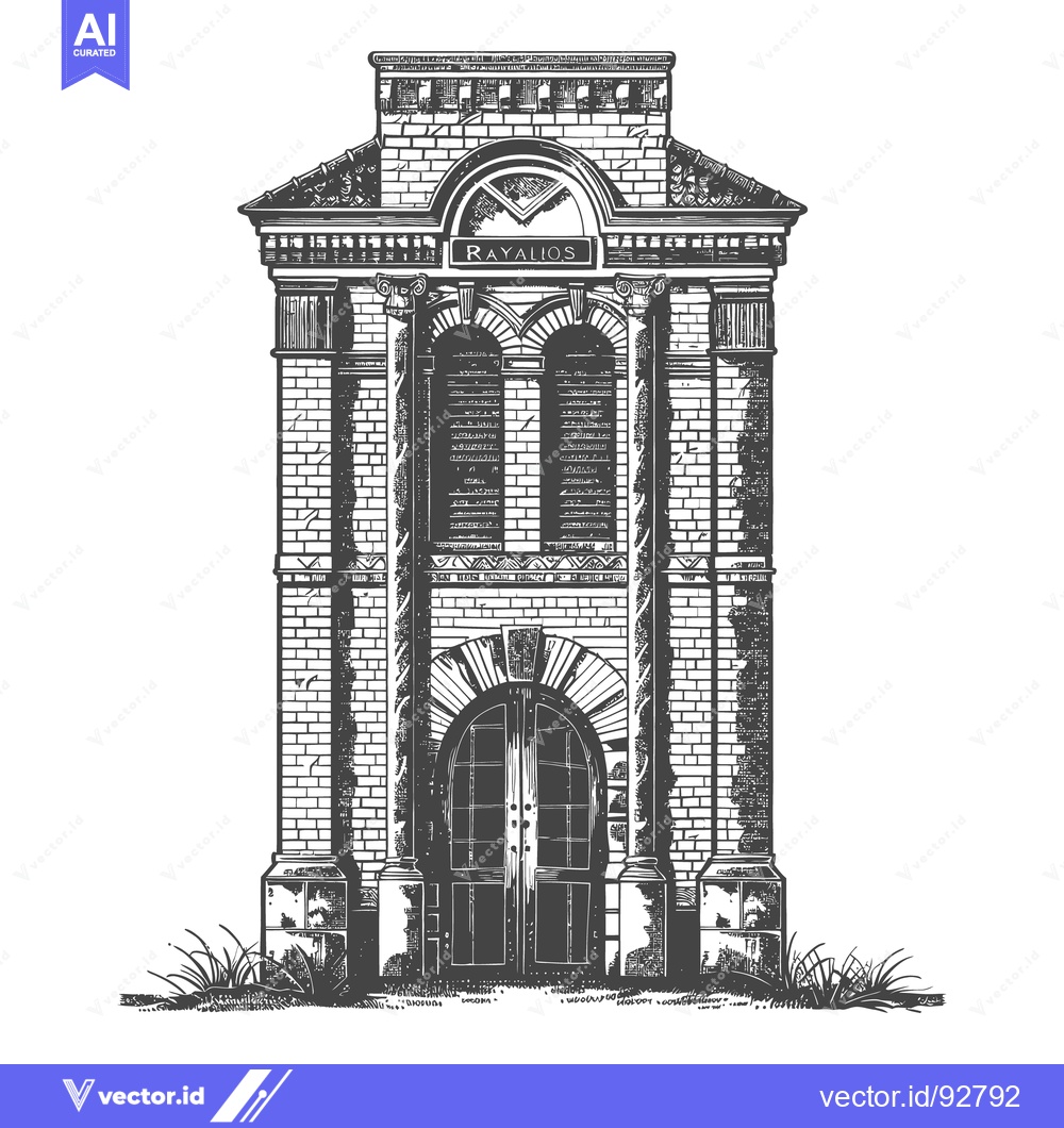 Premium Vector of A detailed illustration depicting a classic brick building facade
