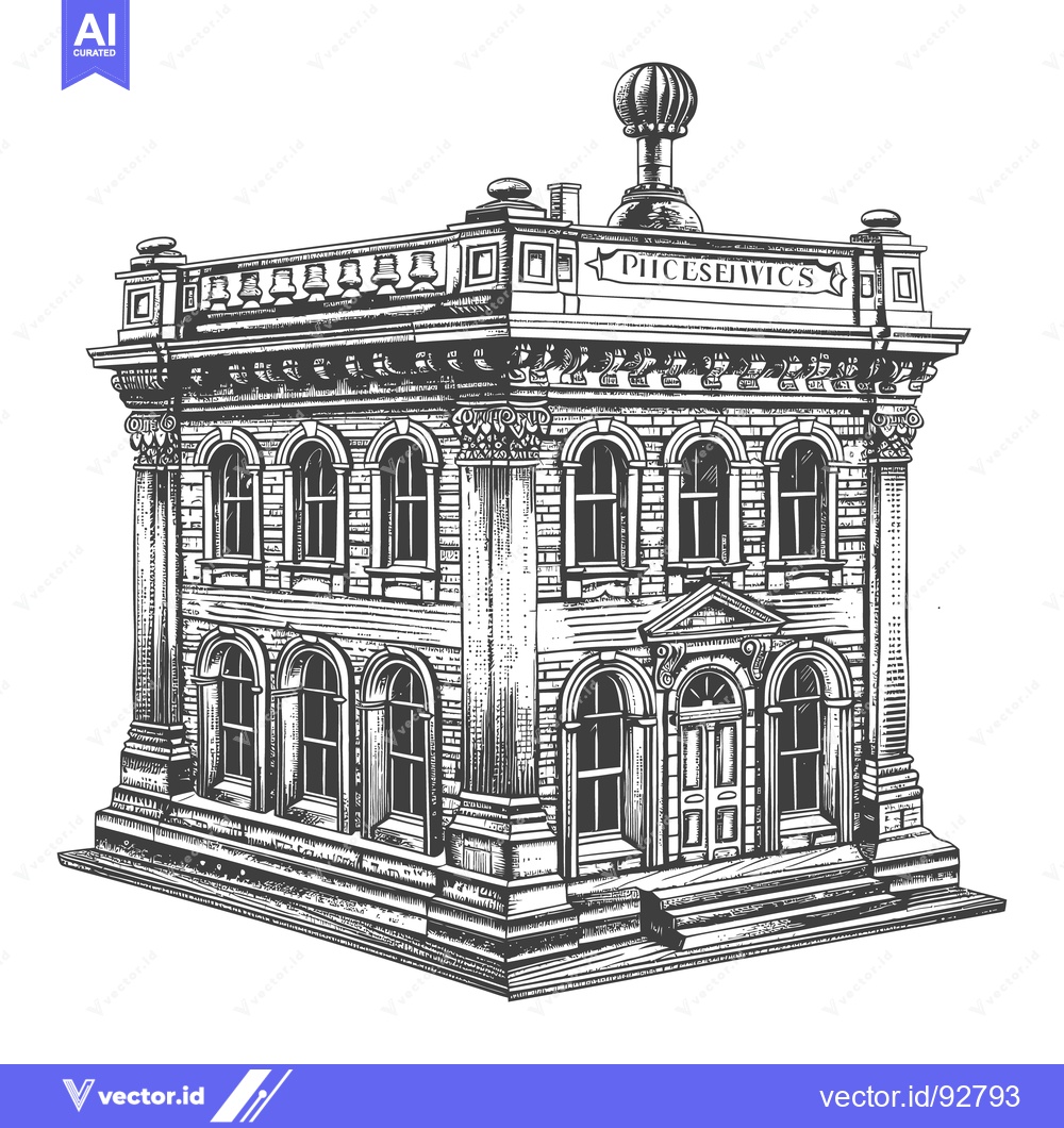 Premium Vector dari A detailed grayscale architectural drawing of a classical building des