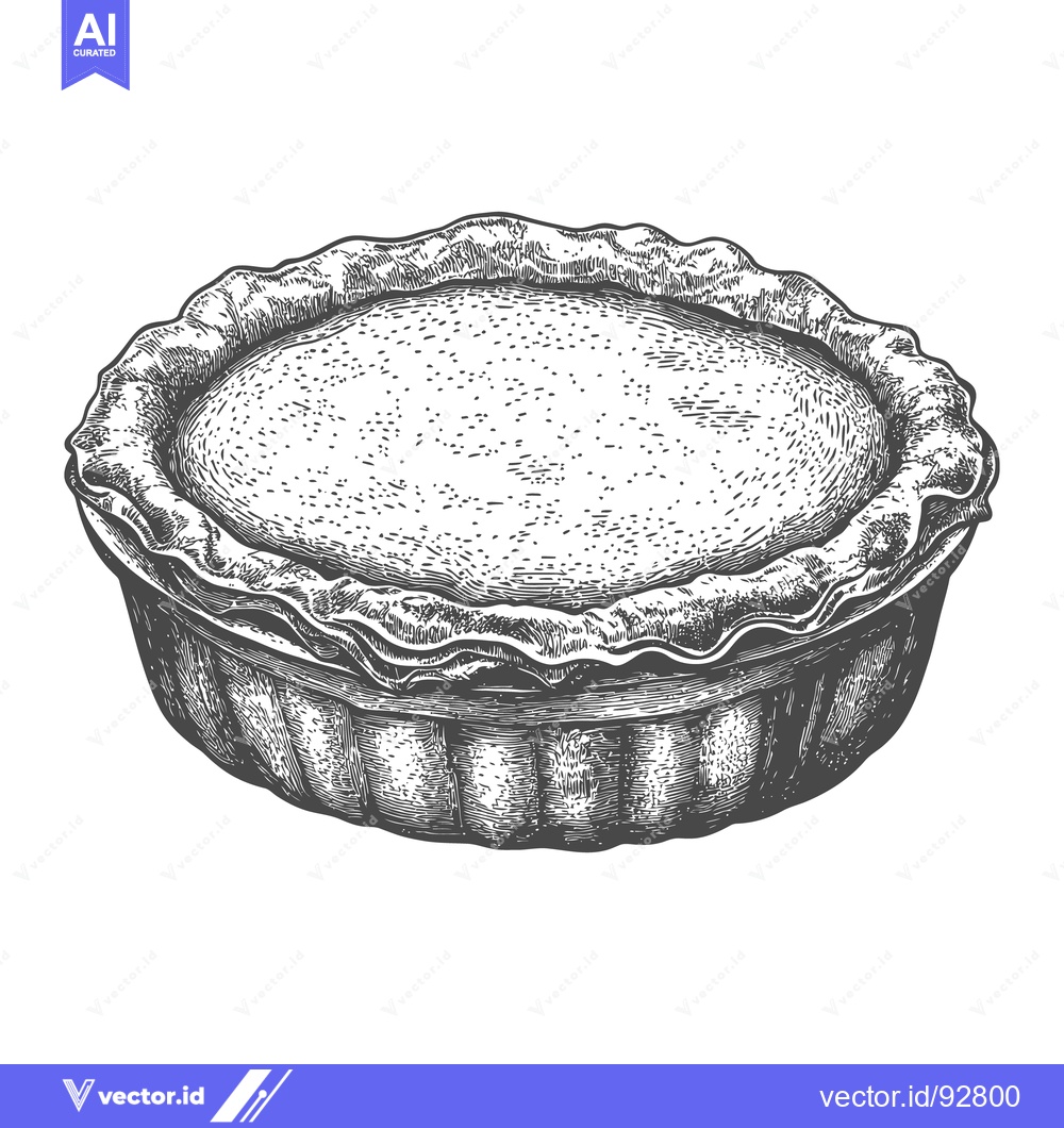 Premium Vector of A black and white illustration of a small baked pie