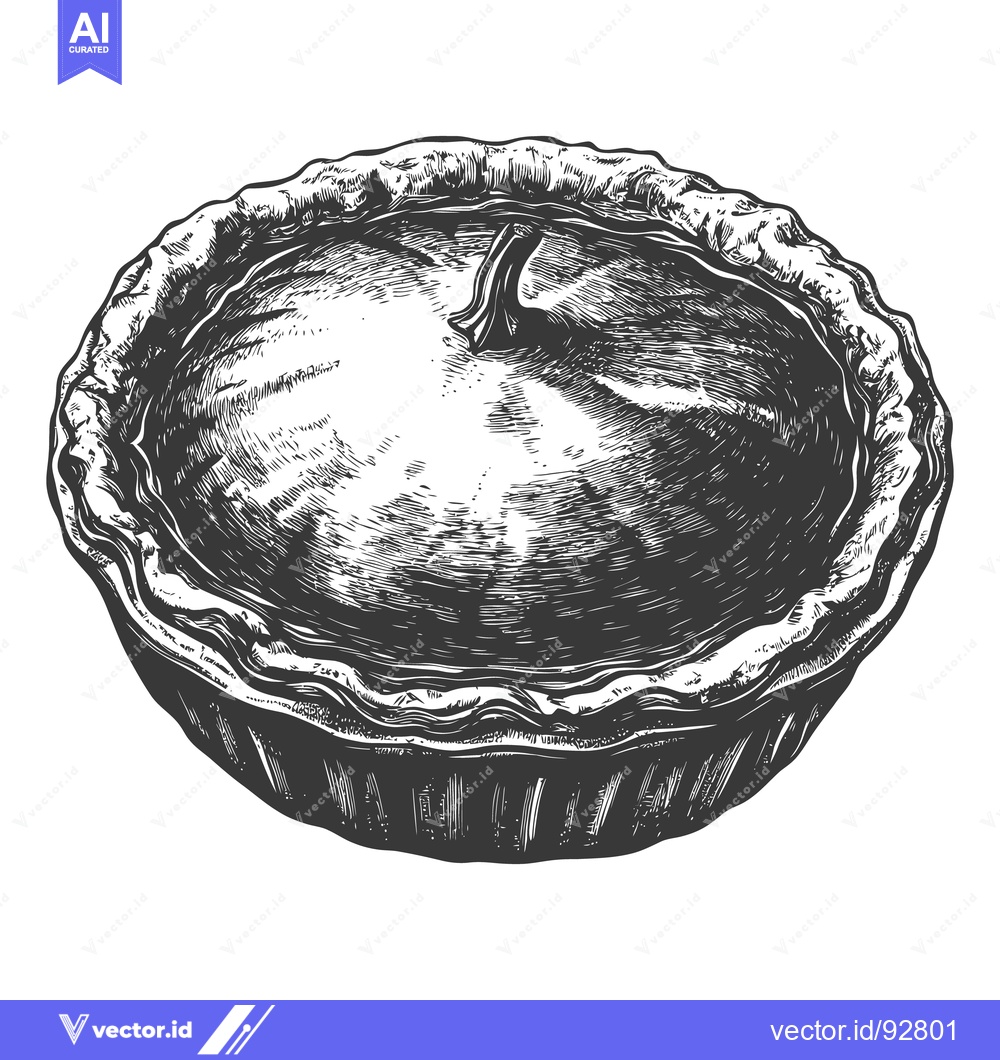 Premium Vector dari A detailed pen and ink illustration of a freshly baked pie