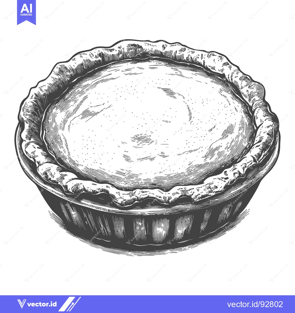 Premium Vector dari A detailed black and white drawing of a delicious pie