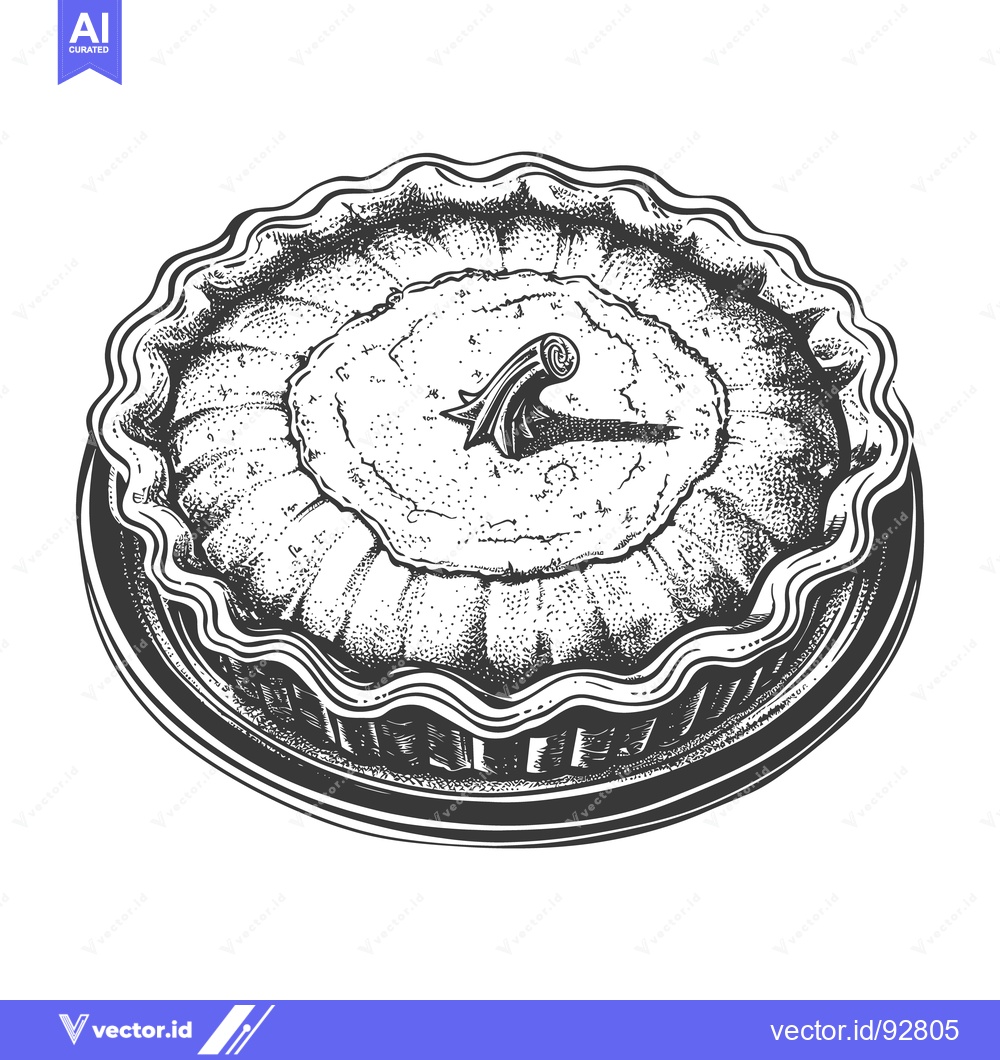 Premium Vector dari Detailed illustration depicts a single pie within a circular baking di