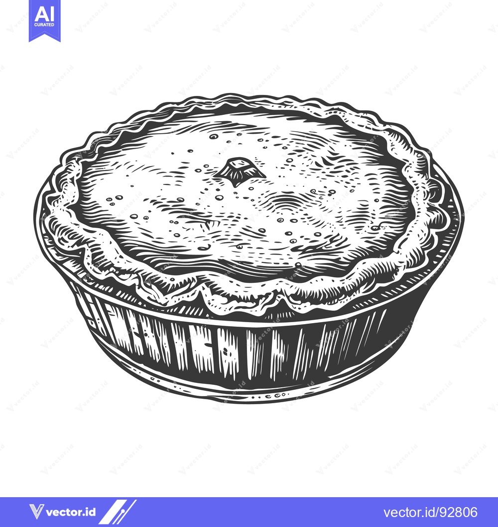 Premium Vector dari A Detailed Black And White Illustration Of A Baked Pie