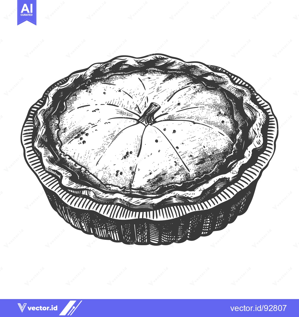 Premium Vector dari A hand drawn illustration of a single round fruit pie