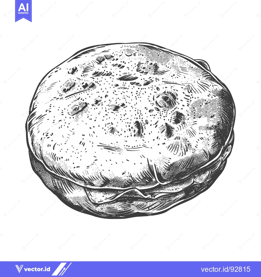 Premium Vector dari An artistic monochrome drawing of a round flatbread item