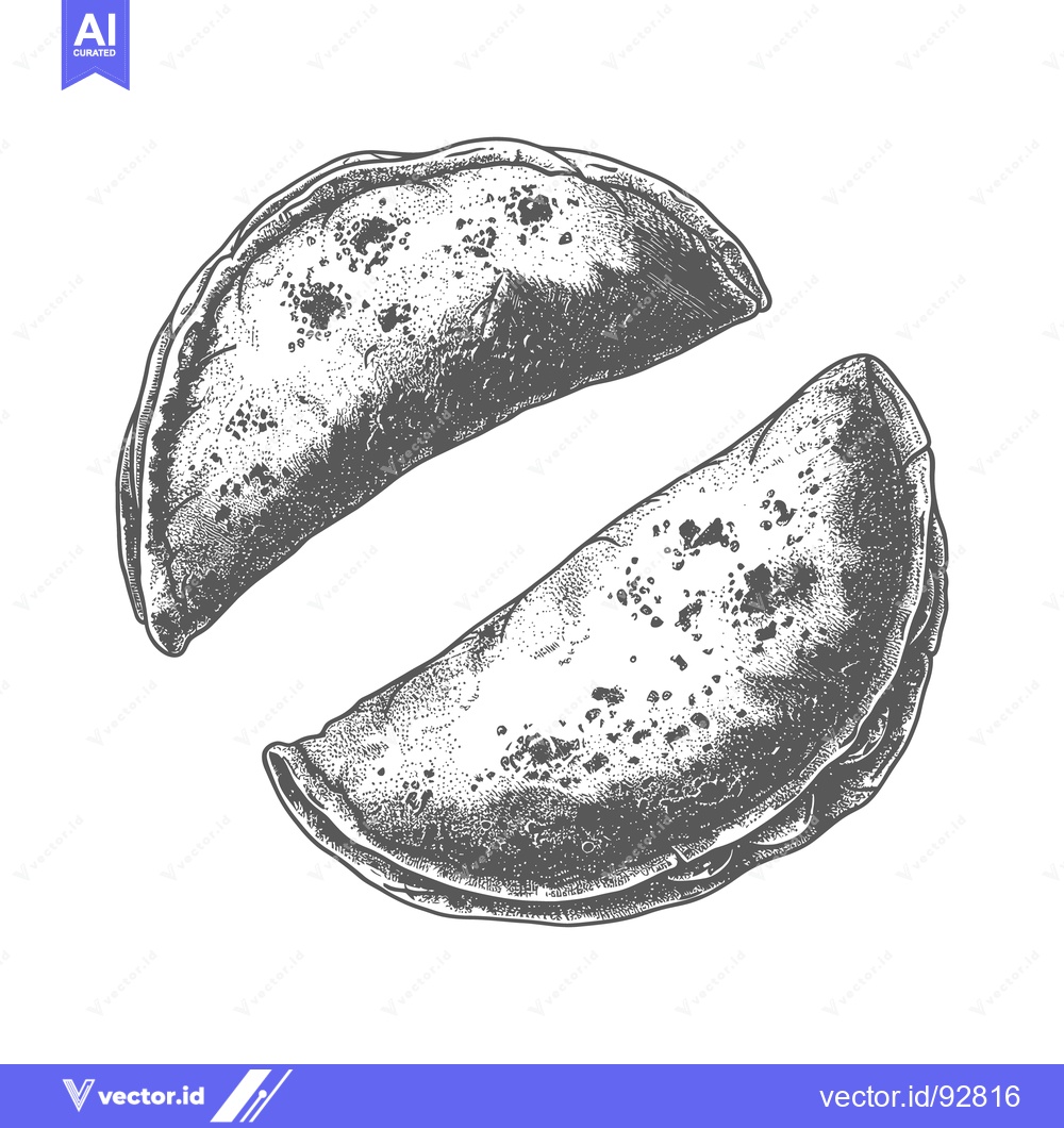 Premium Vector dari Two Half Moon Shaped Hand Drawn Food Items Isolated