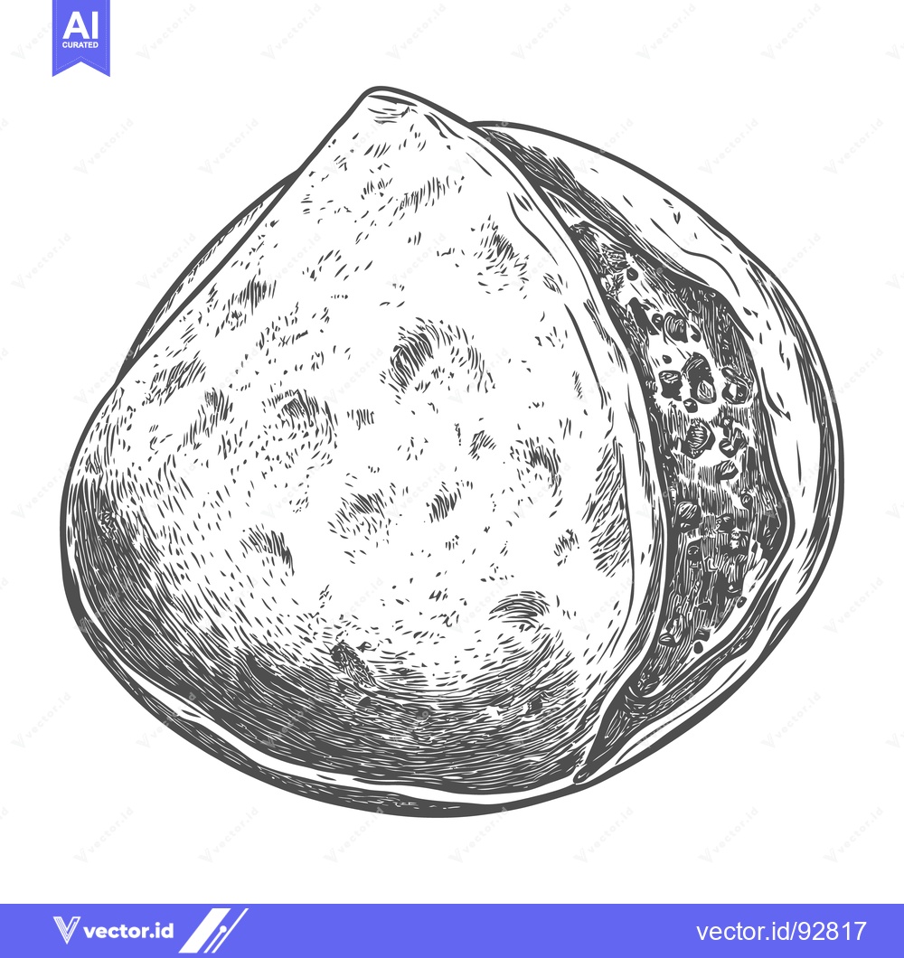 Premium Vector of Detailed illustration depicting a filled folded food item in black and