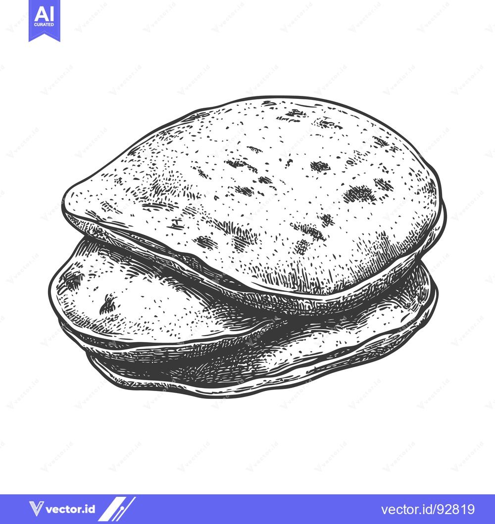 Premium Vector dari Two stacks of freshly baked flatbread in detailed illustration style