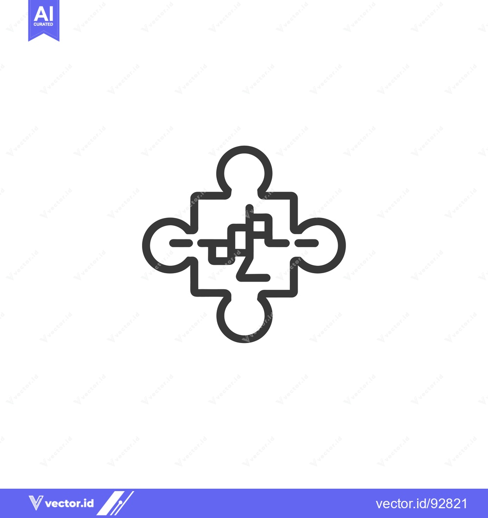 Premium Vector dari Puzzle Piece with Four Sections Connected by Lines