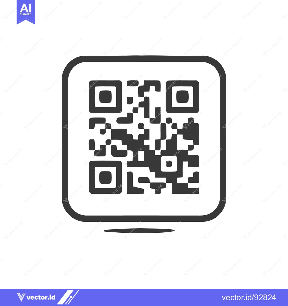 Premium Vector dari Minimalist QR Code Icon with Rounded Square Frame, Black and White Des
