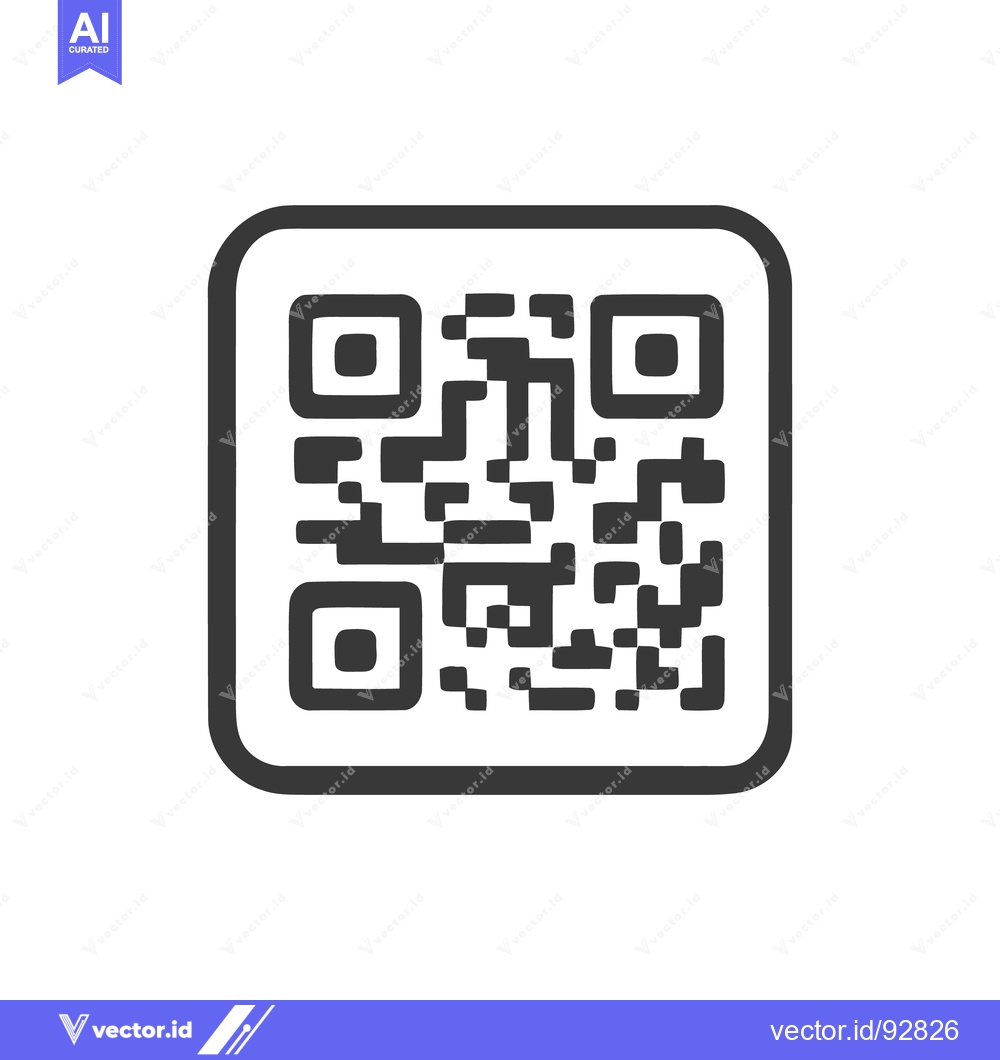 Premium Vector dari Minimalist QR Code Icon: Black and White Digital Scan Symbol