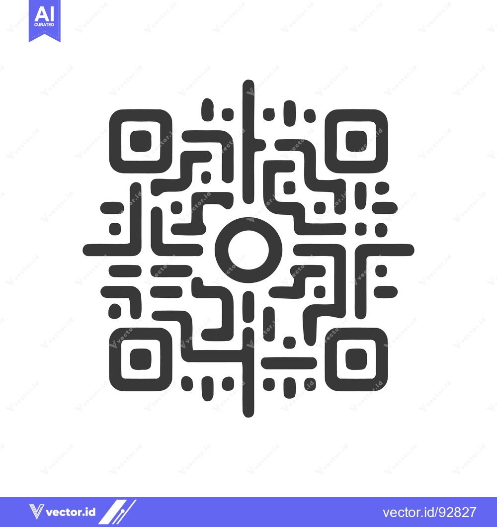 Premium Vector dari Modern QR Code Design: Black and White Minimalist Technology Icon