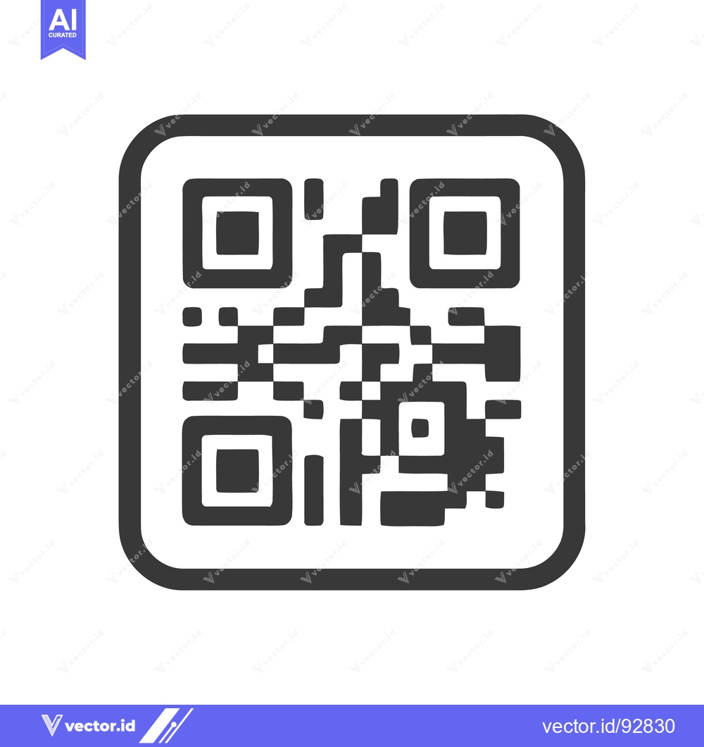 Premium Vector dari Modern QR Code Icon with Rounded Frame on White Background