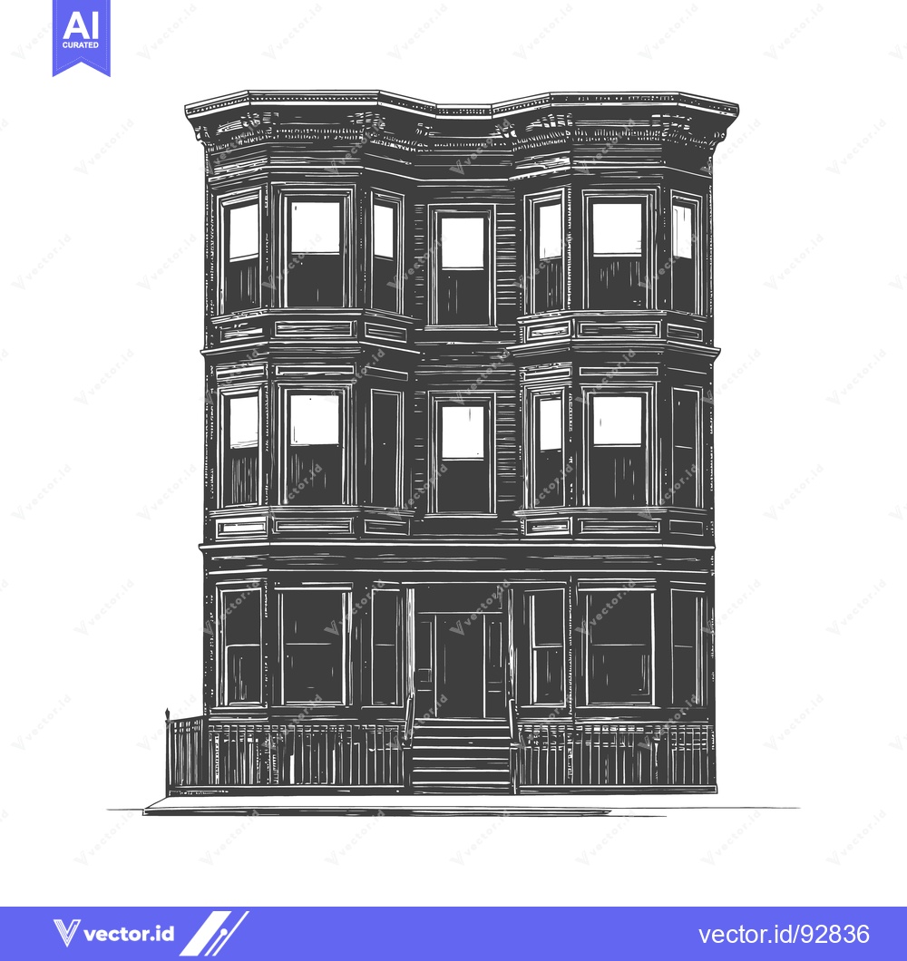 Premium Vector dari An illustrated architectural drawing of a traditional urban residentia