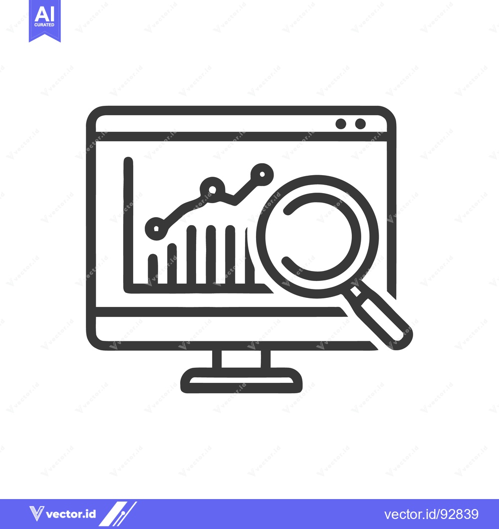 Premium Vector dari Data Analysis: Computer Screen Displaying Graph with Magnifying Glass
