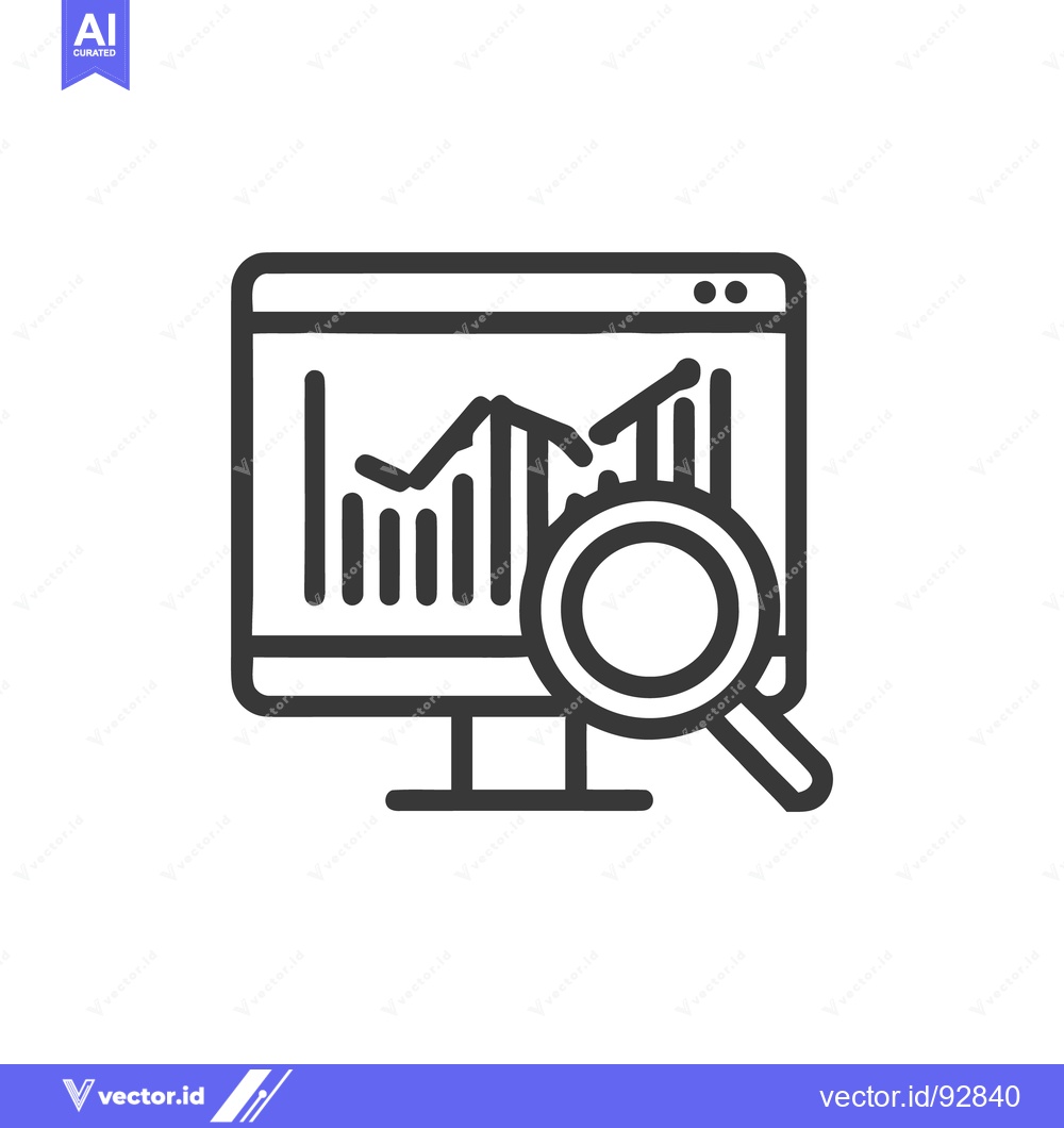 Premium Vector dari Data Analysis: Monitor with Graph and Magnifying Glass Icon