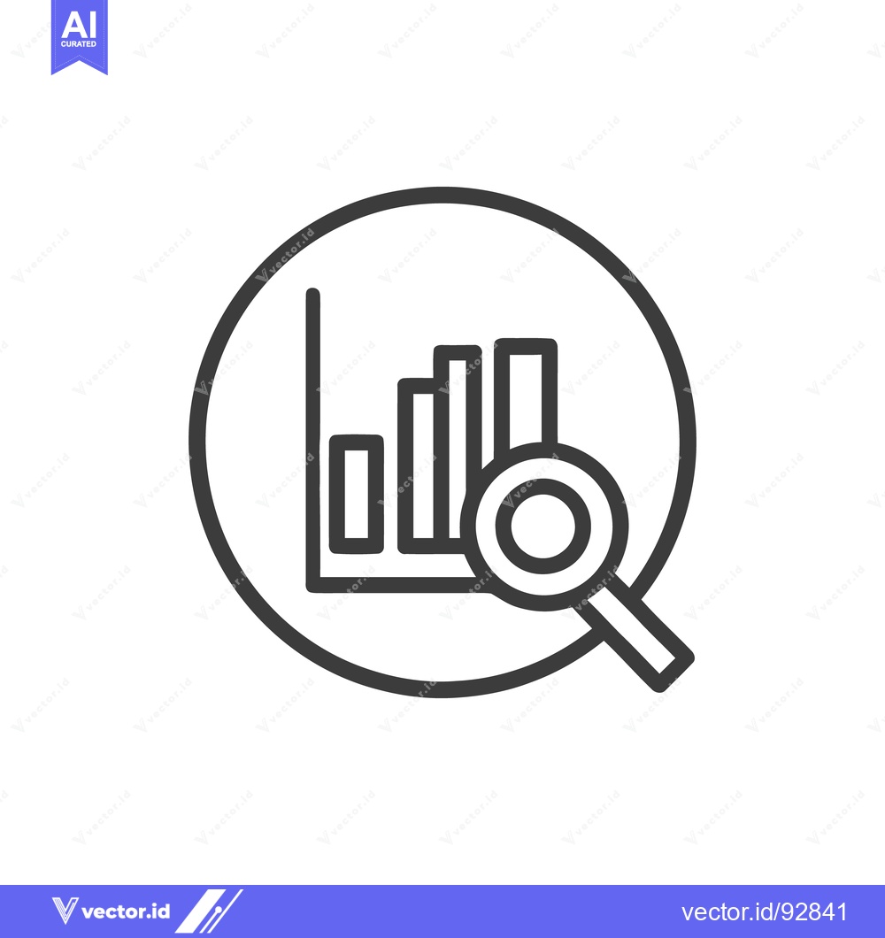 Premium Vector dari Data Analysis Icon: Magnifying Glass Examining Bar Graph in Circle Out