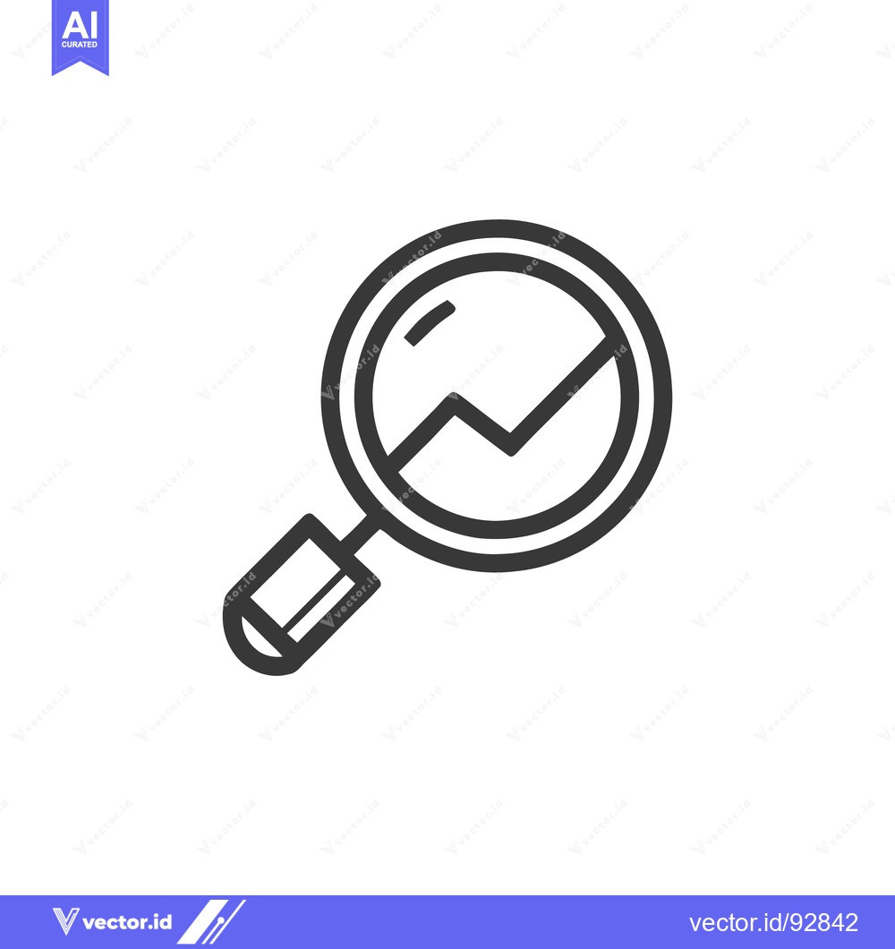 Premium Vector dari Magnifying Glass Icon with Rising Graph Line, Business Analysis Concep