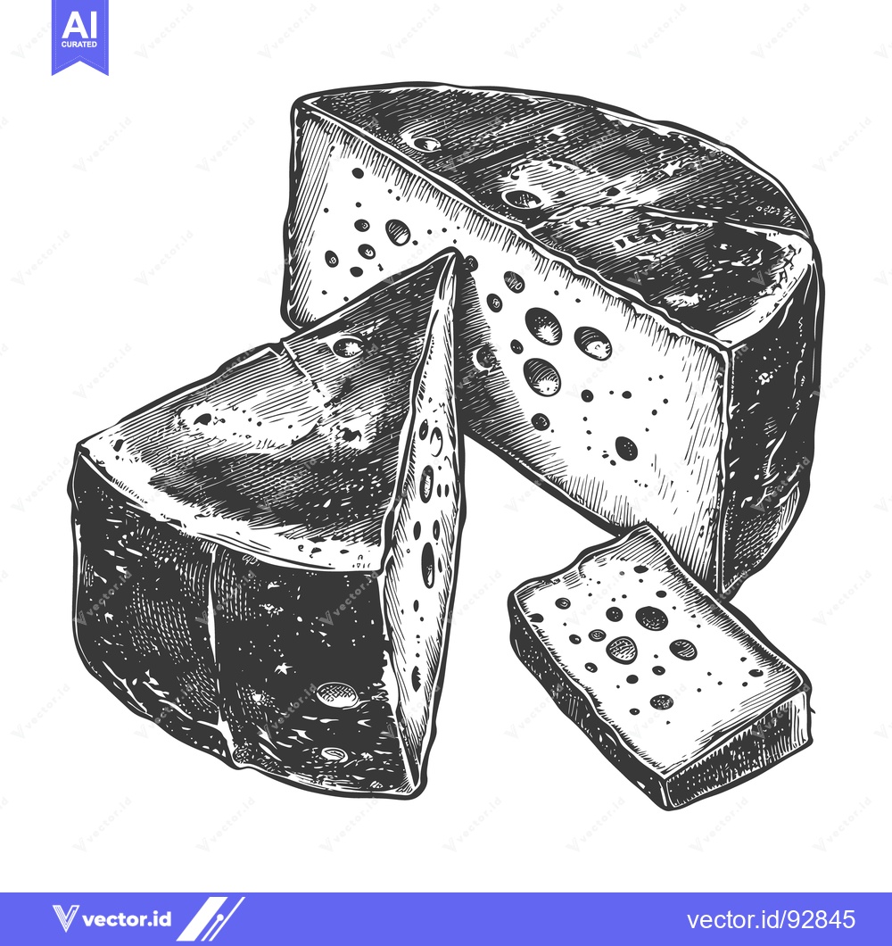 Premium Vector dari A sliced wheel of cheese with several cut portions