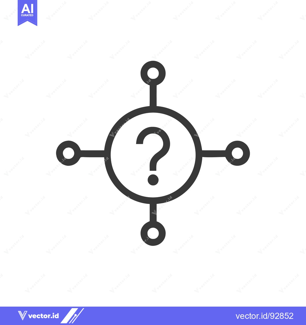 Premium Vector dari Central Question Mark with Four Connecting Nodes, Minimalist Design