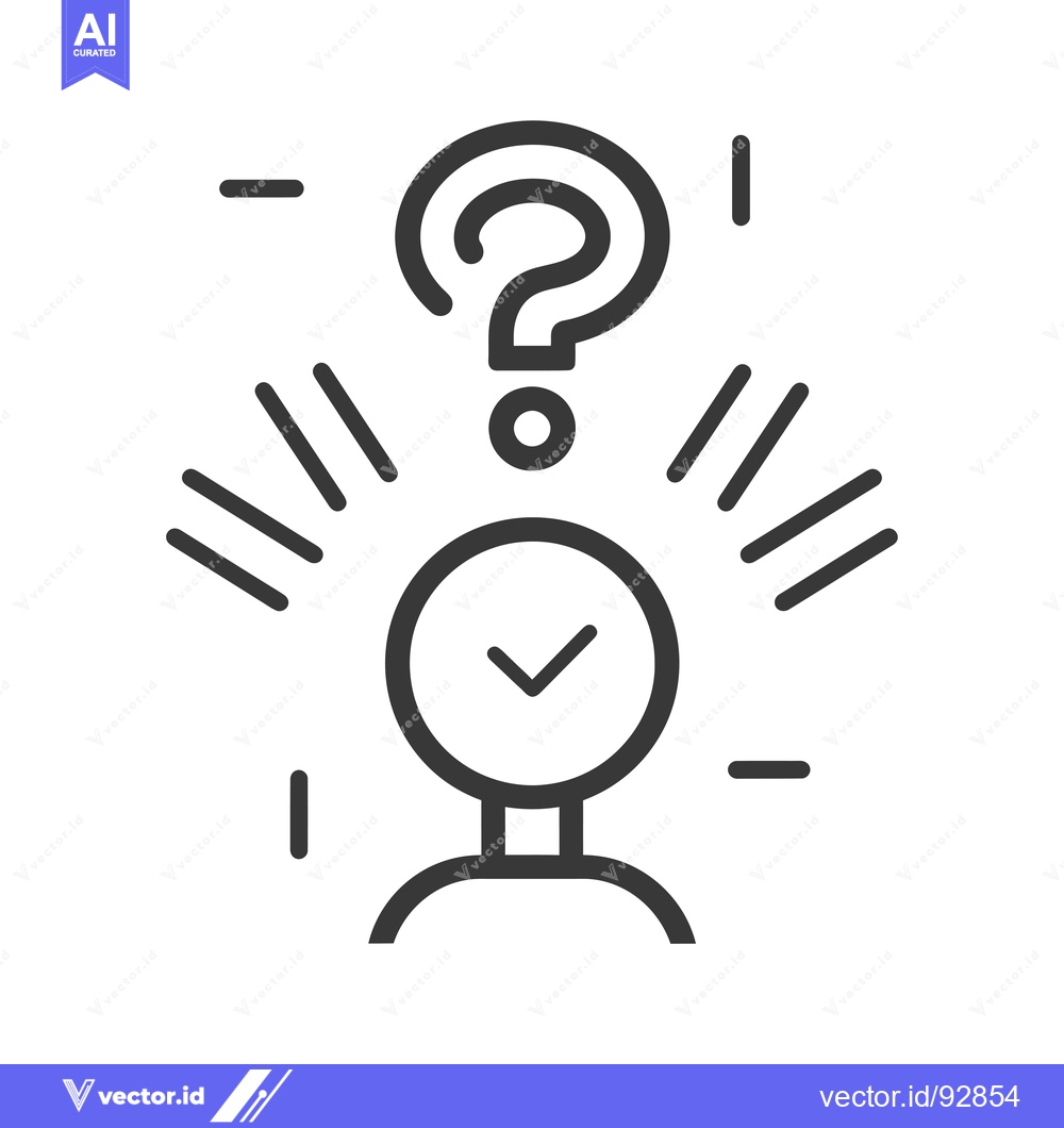 Premium Vector dari Question Mark Above a Checkmark in a Circle with Radiating Lines