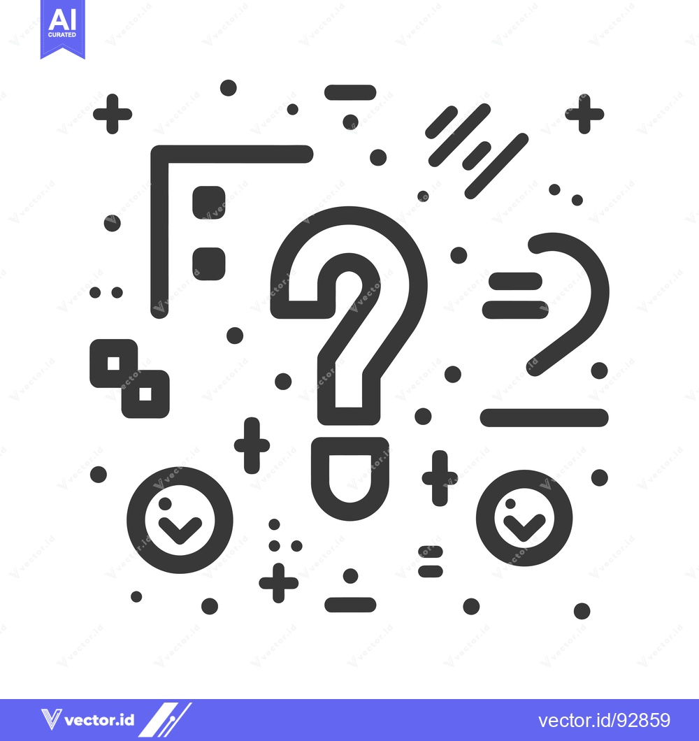 Premium Vector of Question Mark Icon with Abstract Shapes and Symbols