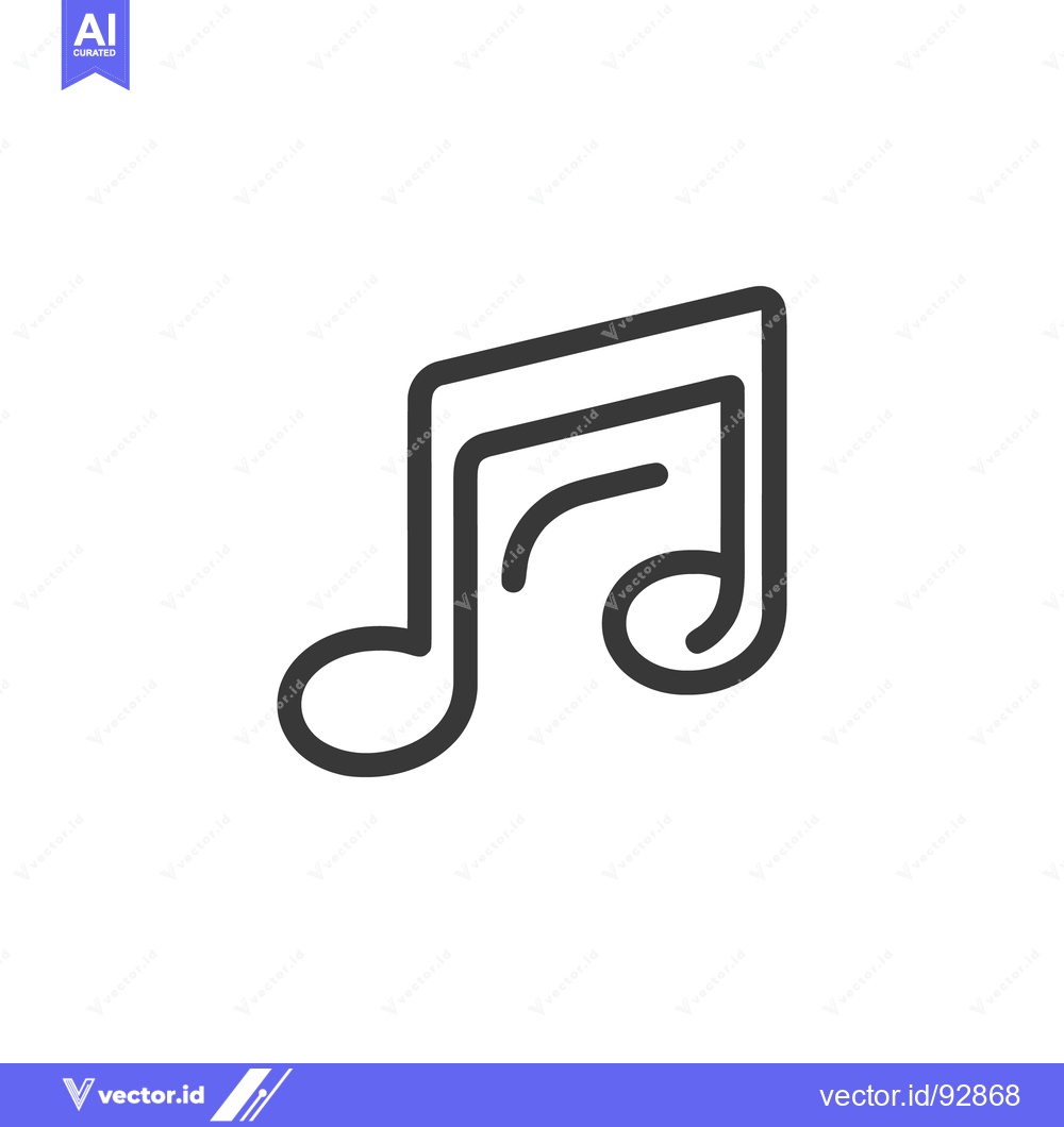 Premium Vector of Minimalist Music Note Icon: Clean Line Art on White Background