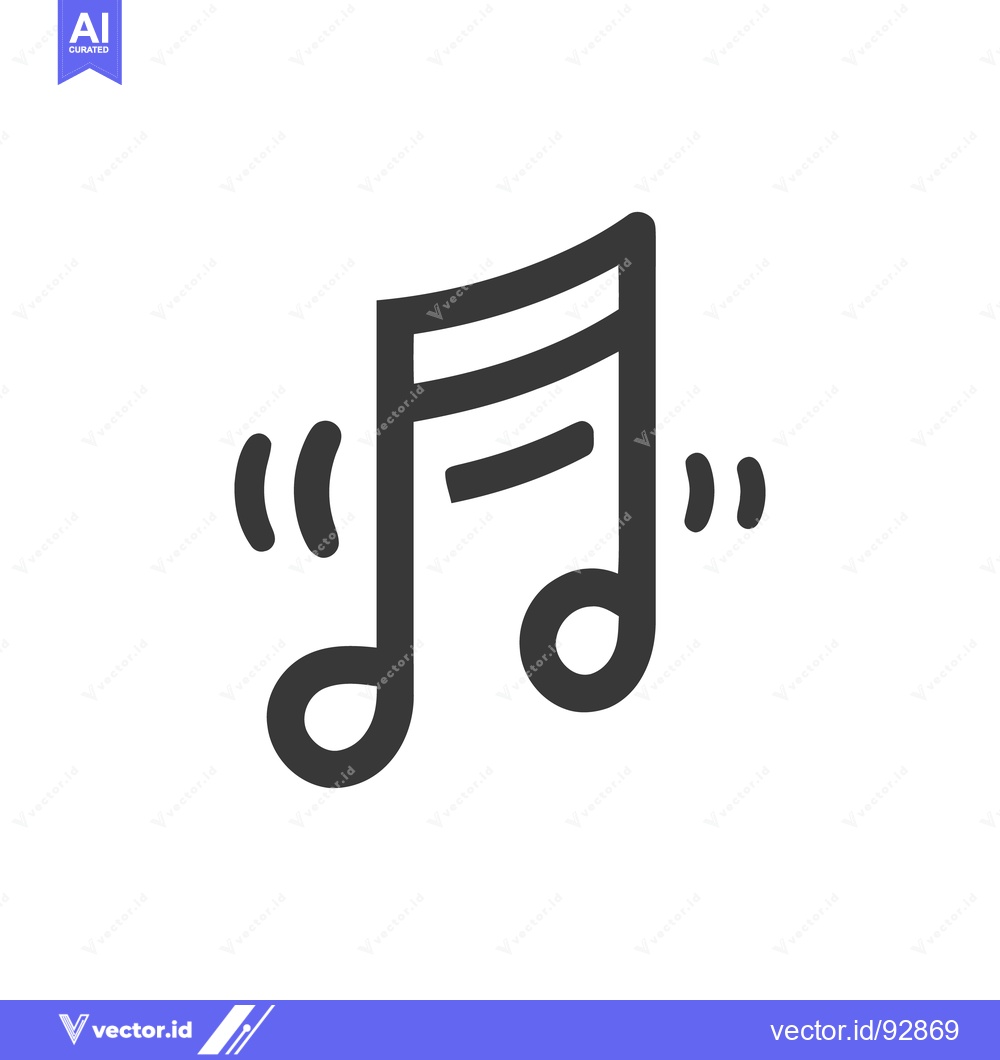 Premium Vector of Animated Musical Note Icon with Sound Waves on White Background