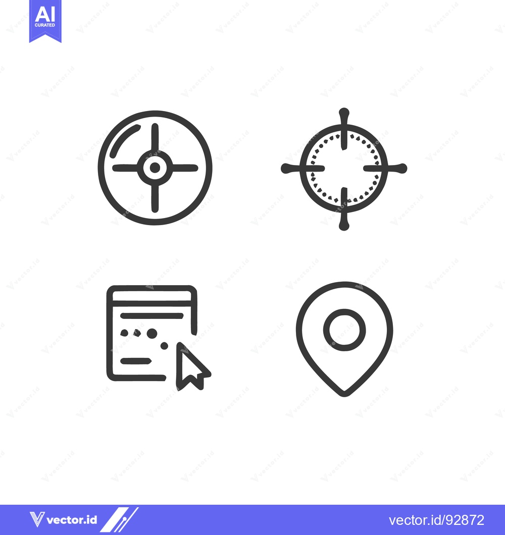 Premium Vector of Navigation Icons Set: Compass, Target, Cursor, and Location Pin