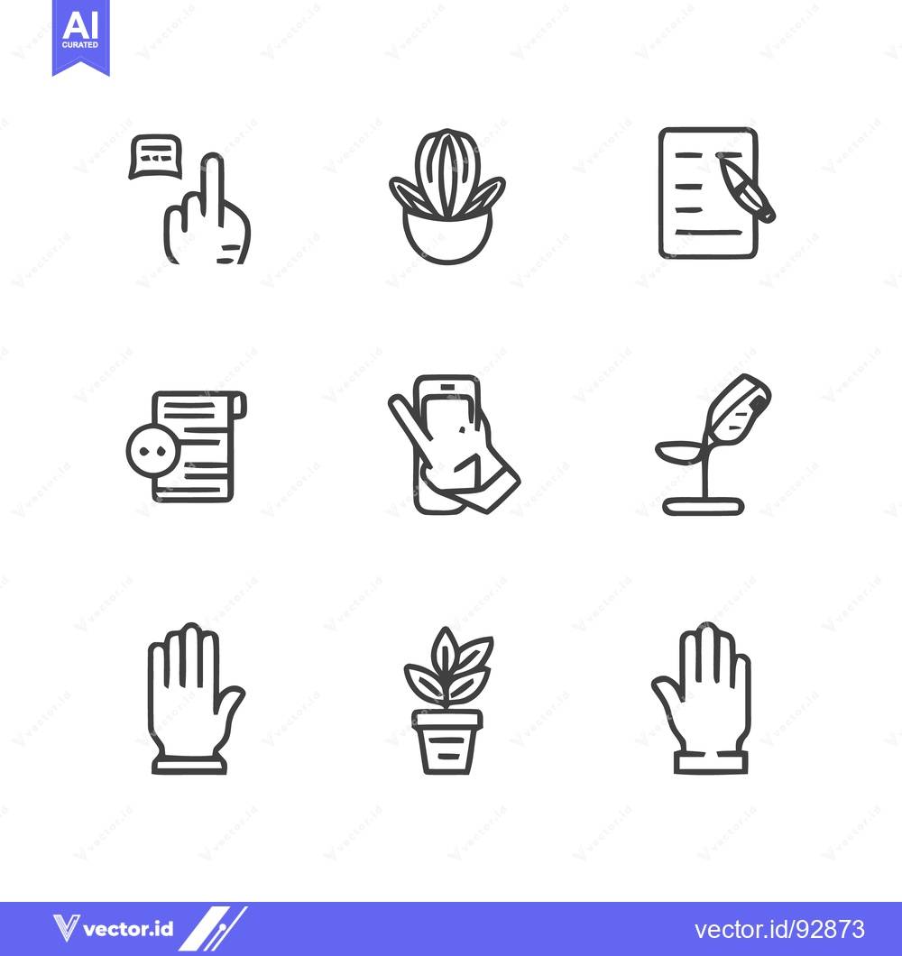 Premium Vector dari Minimalist Icon Set: Communication, Nature, and Technology Symbols