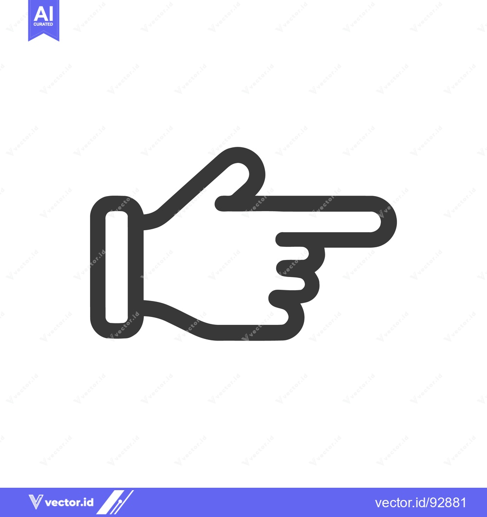 Premium Vector of Bold Outline Hand Pointing Right: Simple, Directional, Graphic Icon on