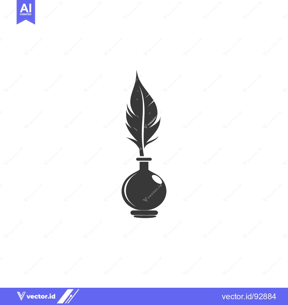 Premium Vector dari Quill Pen and Inkwell Icon Illustration