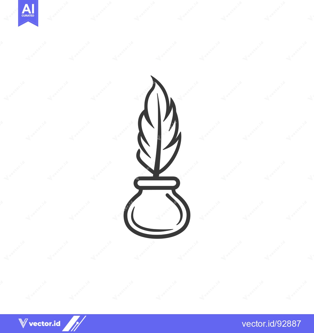 Premium Vector of Quill Pen and Inkwell Illustration