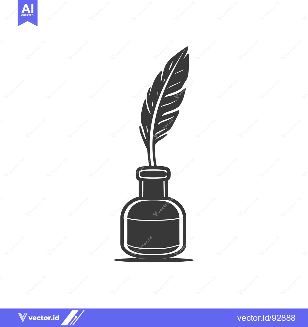 Premium Vector of Quill Pen and Inkwell Illustration