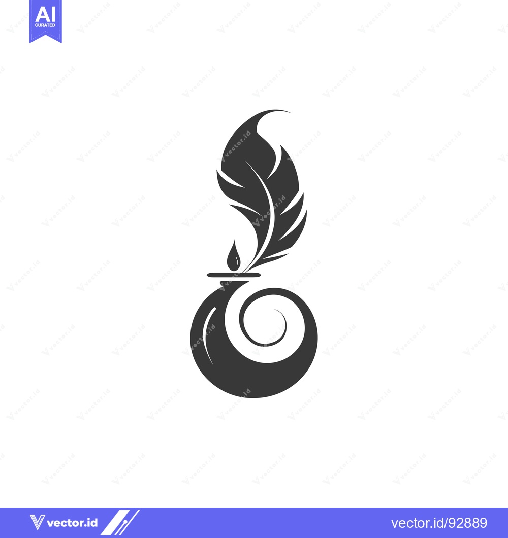 Premium Vector dari Quill Pen and Inkwell in a Swirl Design