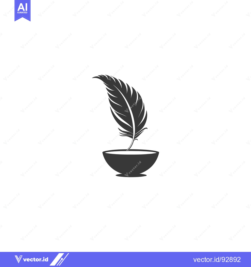 Premium Vector dari Quill Pen Dipped in Inkwell