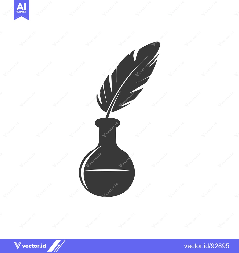 Premium Vector of Quill Pen In An Ink Bottle