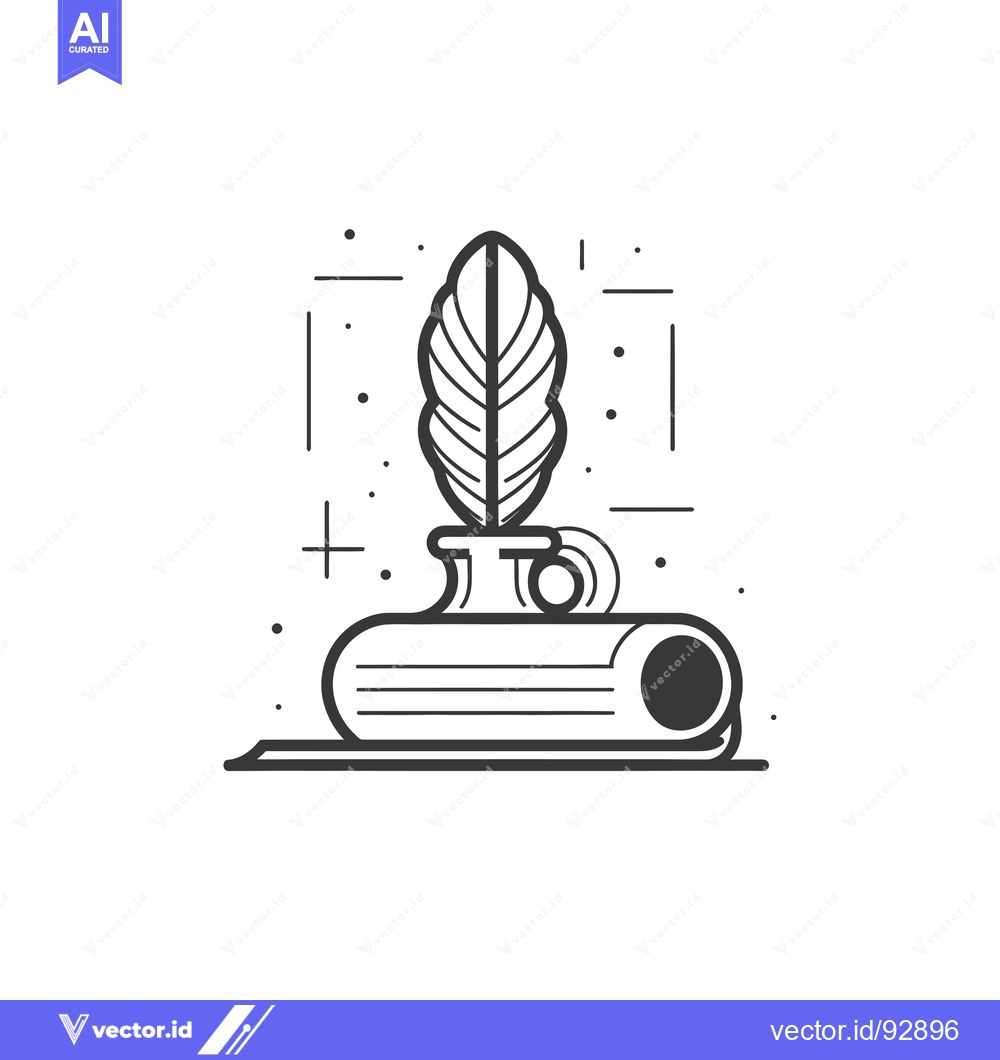 Premium Vector dari Quill Pen in Inkwell atop Closed Book
