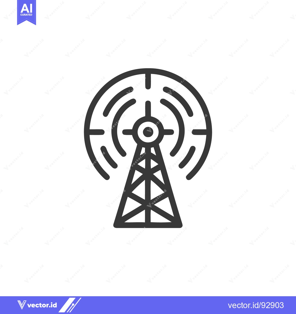 Premium Vector of Minimalist Radio Tower Icon with Concentric Waves Design