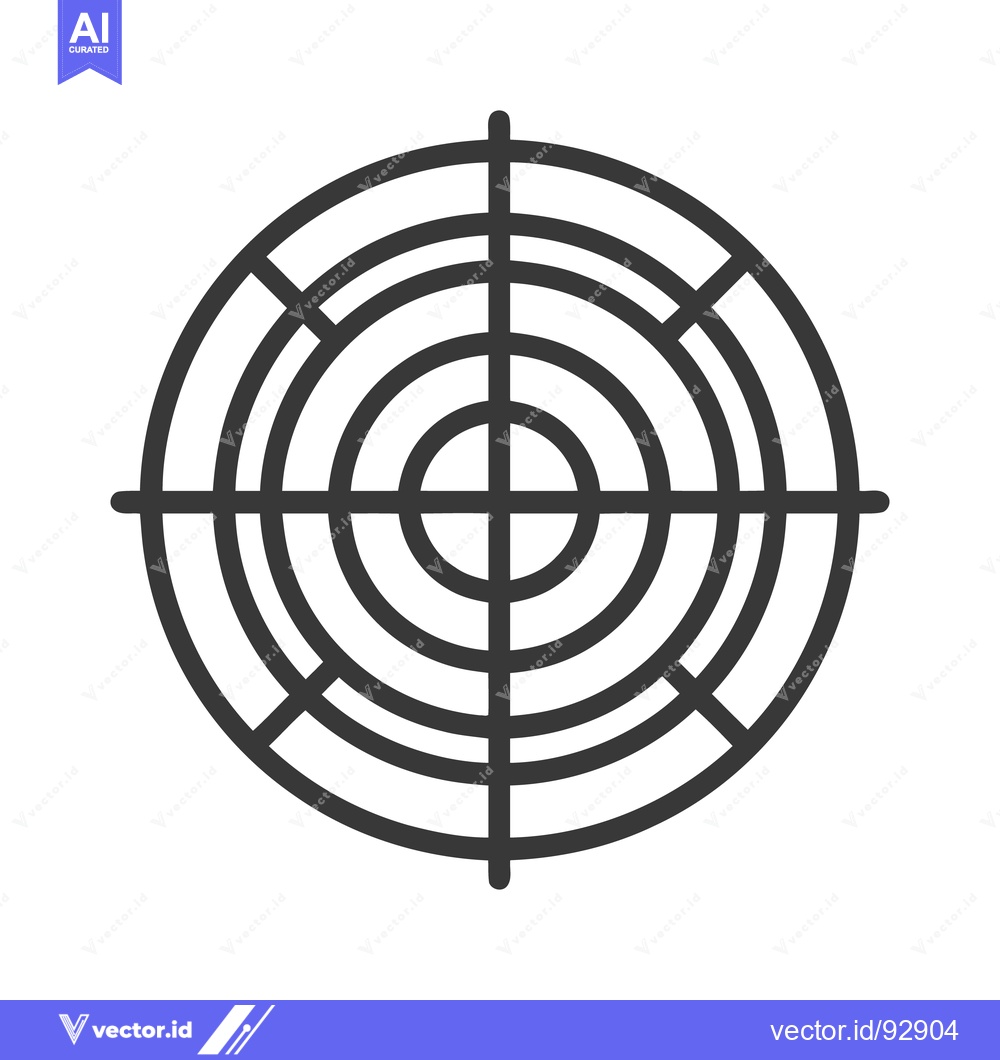 Premium Vector dari Minimalist Target Icon: Concentric Circles with Crosshairs in Bold Out