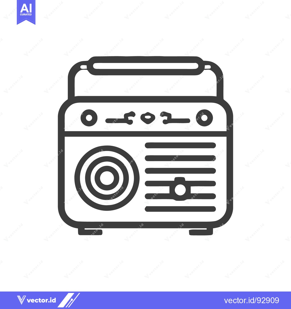 Premium Vector dari Retro Radio Icon: Vintage Style, Bold Outline, Audio Equipment Symbol
